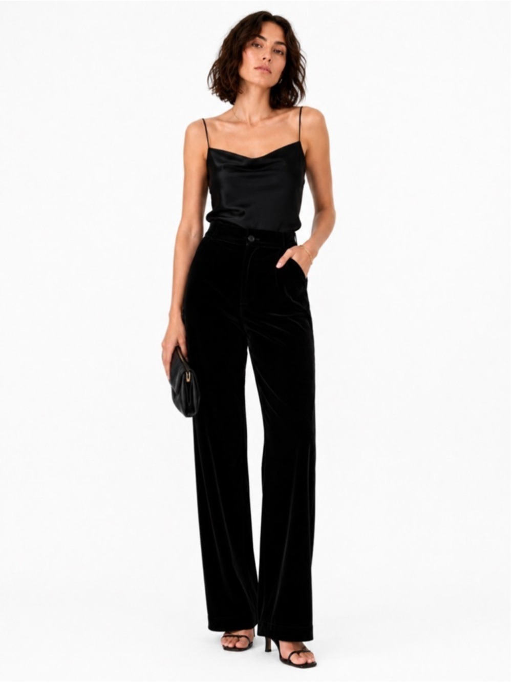 Vintage Black Velvet Trousers Straight Pants Elegant Cocktail Holiday Party 29